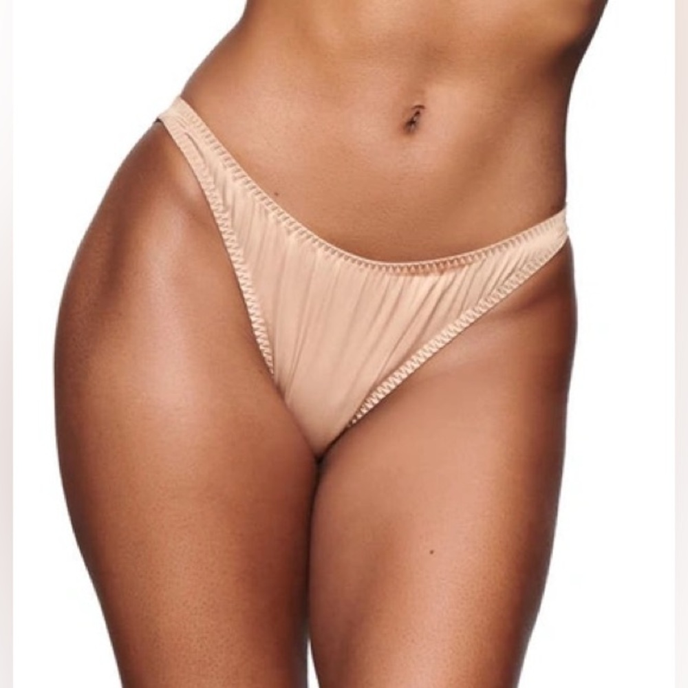 SKIMS Woven Shine Bikini Panty in “Pink Sand”